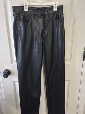 Old Navy Women's Black Faux Leather Straight-Leg Pants